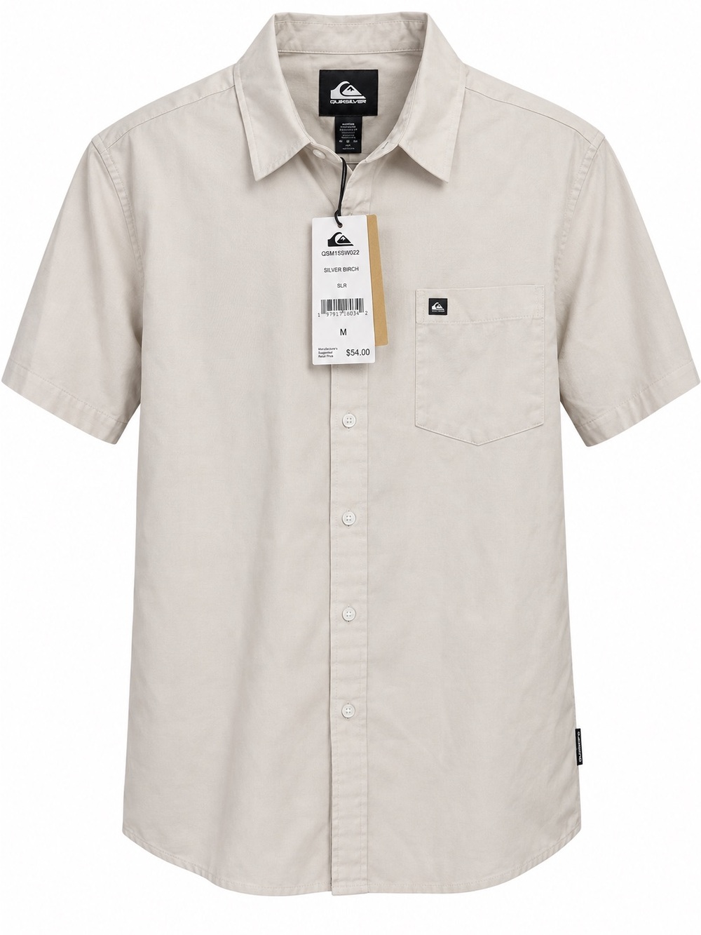 Quiksilver Men's Light Beige Short Sleeve Button-Down Shirt